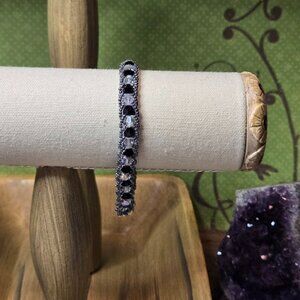 Handmade Black & Clear Crystal Bicone Bracelet | Japanese Seed Beads